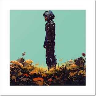 Cyber Kid in a field Posters and Art